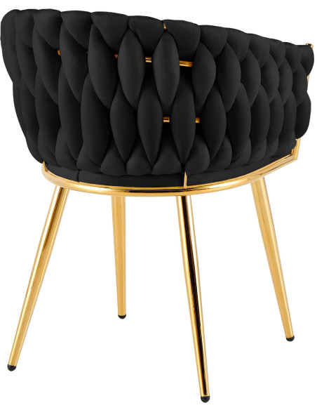 Chaise salle à manger velours noir 58x57x80 cm Talelia  - 4