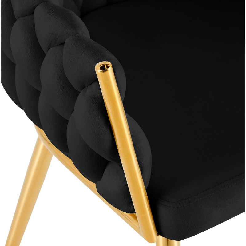 Chaise salle à manger velours noir 58x57x80 cm Talelia  - 5