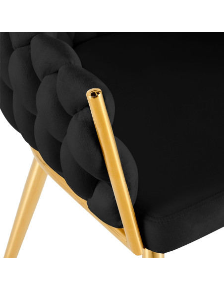Chaise salle à manger velours noir 58x57x80 cm Talelia  - 5
