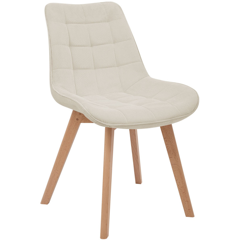 Chaise salle à manger velours côtelé beige 53x63x84 cm Izaiola  - 1