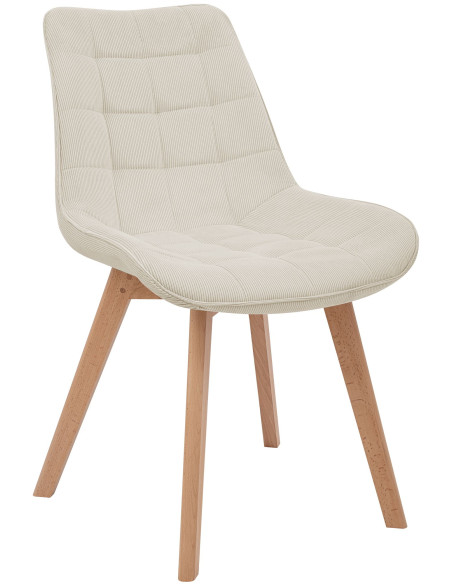 Chaise salle à manger velours côtelé beige 53x63x84 cm Izaiola  - 1
