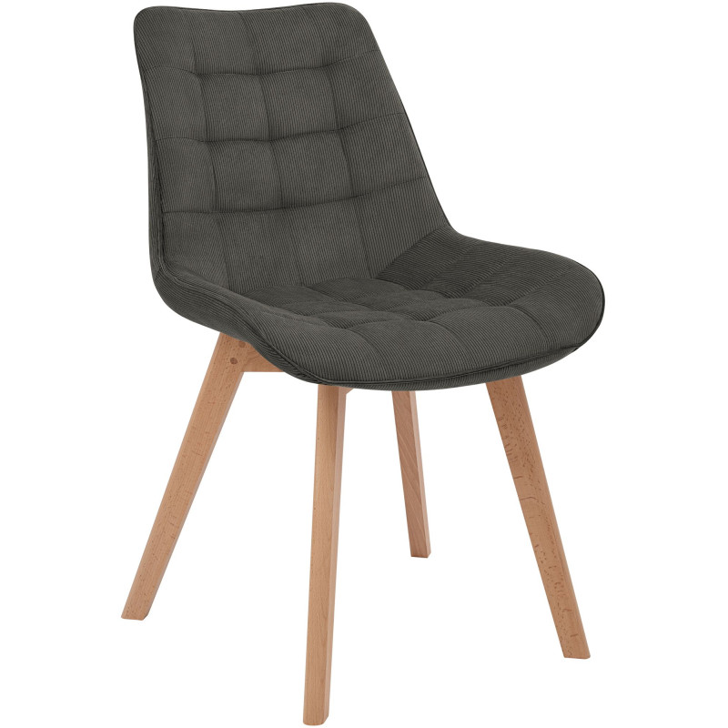 Chaise salle à manger velours côtelé gris foncé 53x63x84 cm Izaiola  - 1