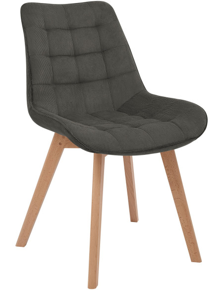 Chaise salle à manger velours côtelé gris foncé 53x63x84 cm Izaiola  - 1