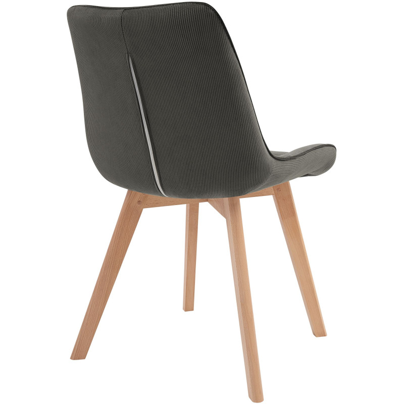 Chaise salle à manger velours côtelé gris foncé 53x63x84 cm Izaiola  - 4