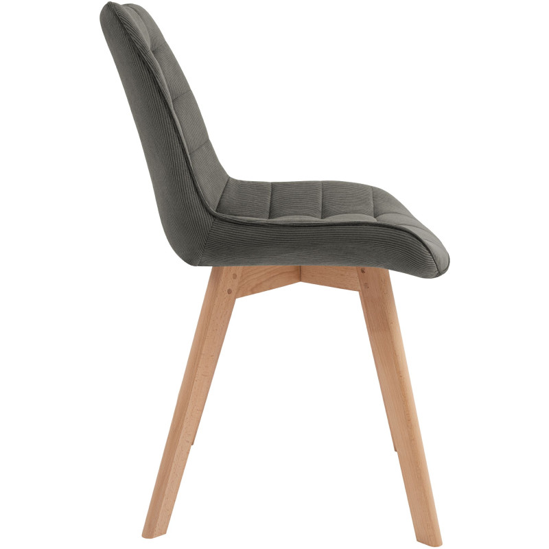 Chaise salle à manger velours côtelé gris foncé 53x63x84 cm Izaiola  - 3