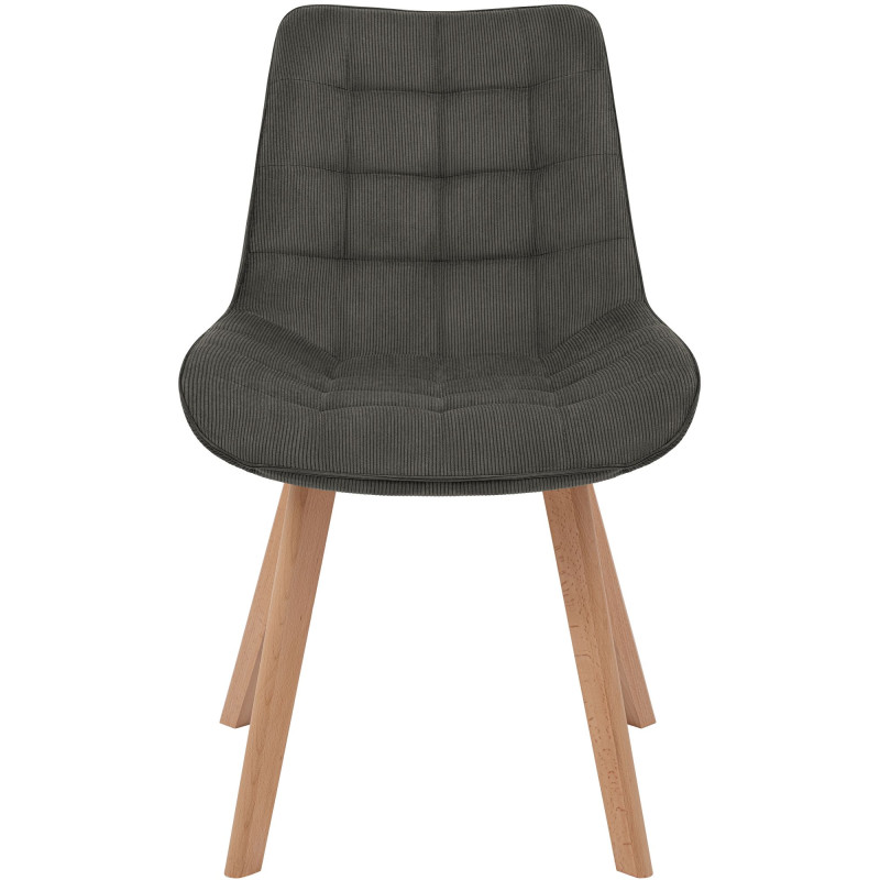 Chaise salle à manger velours côtelé gris foncé 53x63x84 cm Izaiola  - 2