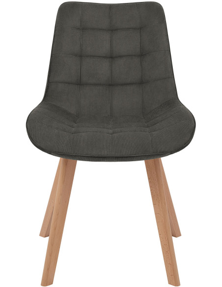 Chaise salle à manger velours côtelé gris foncé 53x63x84 cm Izaiola  - 2
