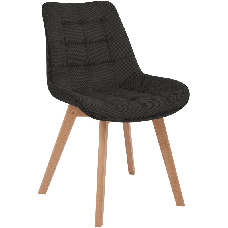 Chaise salle à manger velours côtelé anthracite 53x63x84 cm Izaiola  - 1
