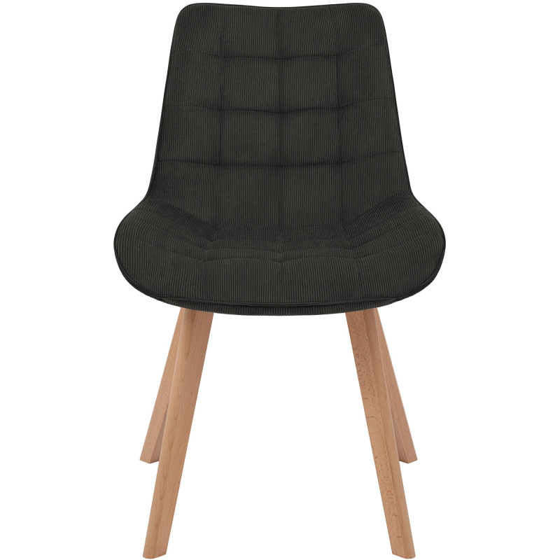 Chaise salle à manger velours côtelé anthracite 53x63x84 cm Izaiola  - 2