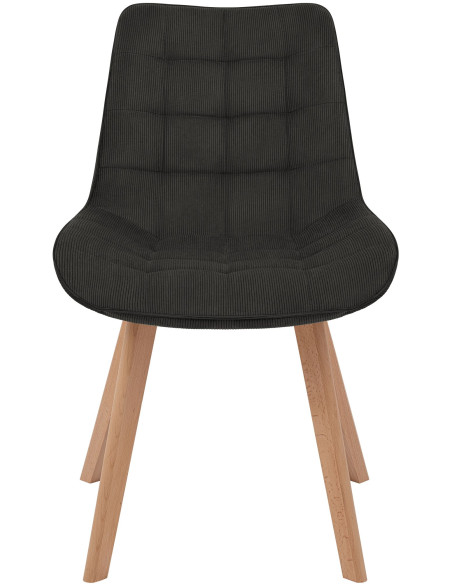 Chaise salle à manger velours côtelé anthracite 53x63x84 cm Izaiola  - 2