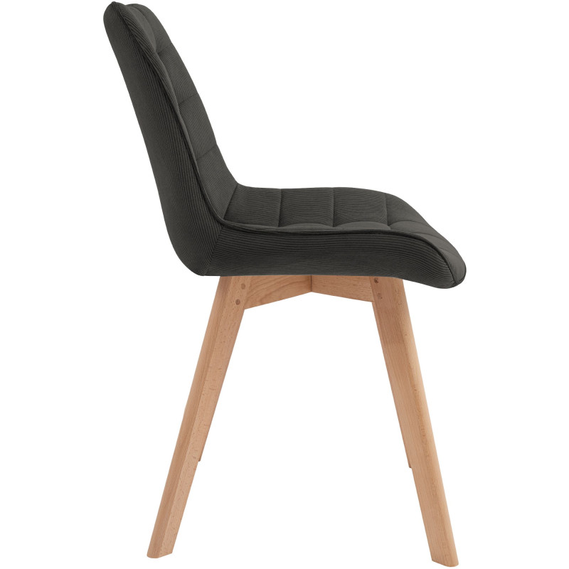 Chaise salle à manger velours côtelé anthracite 53x63x84 cm Izaiola  - 3