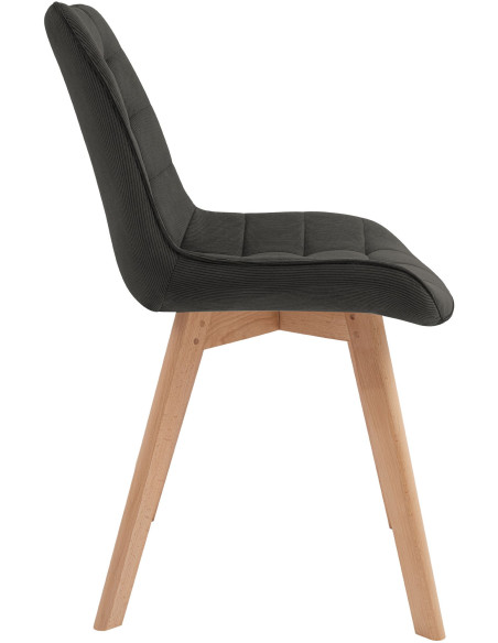 Chaise salle à manger velours côtelé anthracite 53x63x84 cm Izaiola  - 3