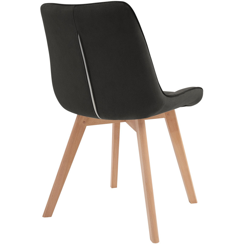 Chaise salle à manger velours côtelé anthracite 53x63x84 cm Izaiola  - 4