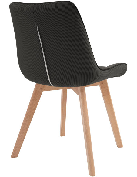 Chaise salle à manger velours côtelé anthracite 53x63x84 cm Izaiola  - 4