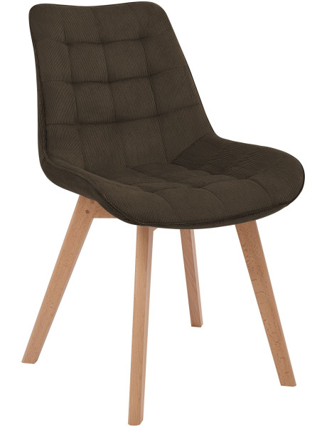 Chaise salle à manger velours côtelé marron 53x63x84 cm Izaiola  - 1
