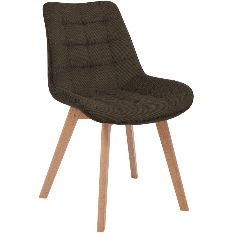 Chaise salle à manger velours côtelé marron 53x63x84 cm Izaiola  - 1