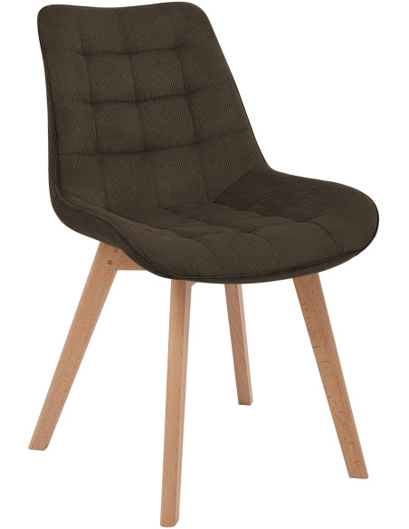 Chaise salle à manger velours côtelé marron 53x63x84 cm Izaiola  - 1