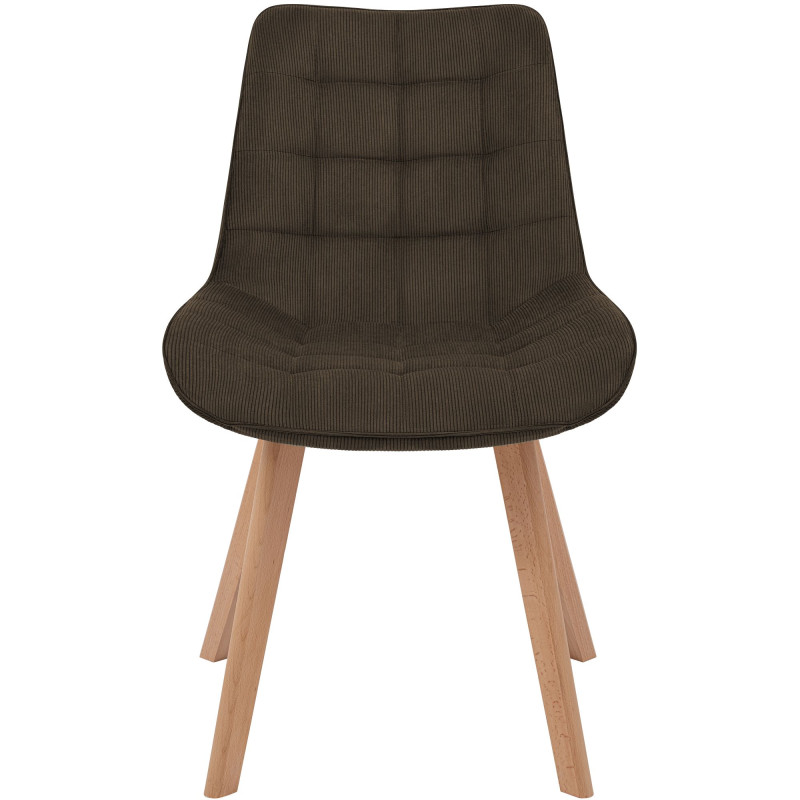 Chaise salle à manger velours côtelé marron 53x63x84 cm Izaiola  - 2