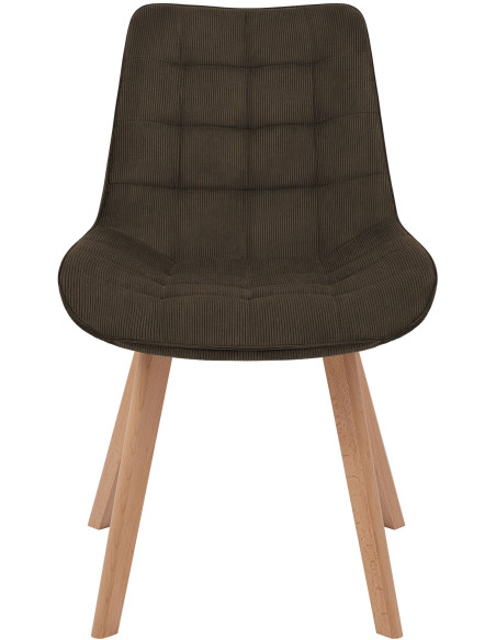 Chaise salle à manger velours côtelé marron 53x63x84 cm Izaiola  - 2