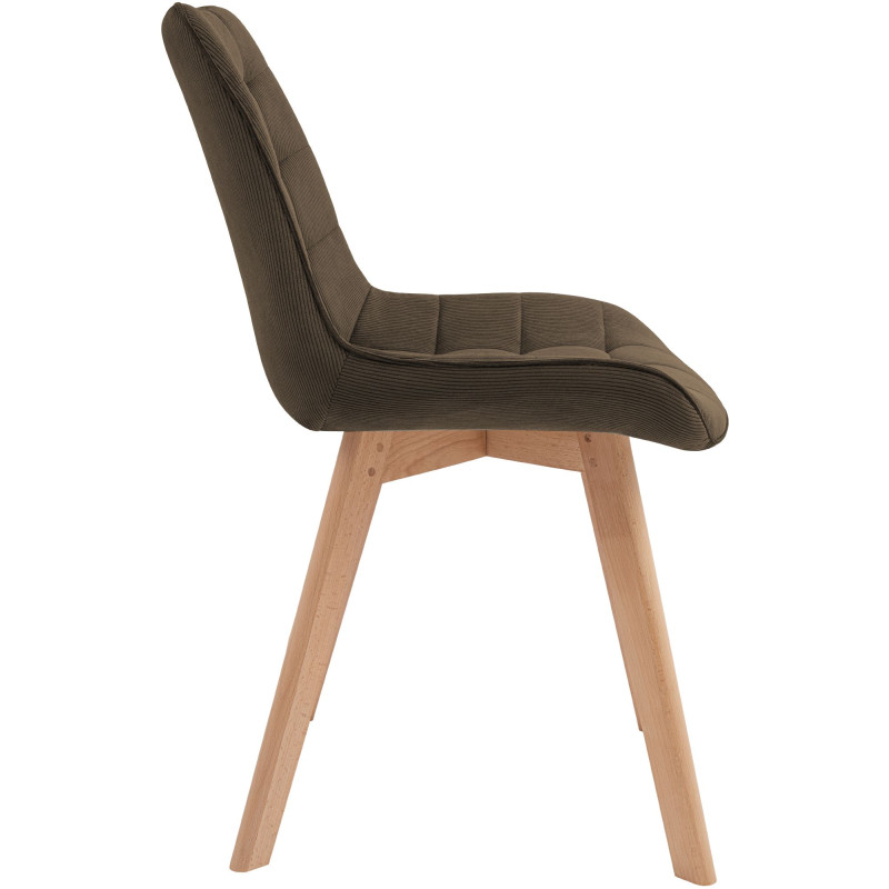 Chaise salle à manger velours côtelé marron 53x63x84 cm Izaiola  - 3