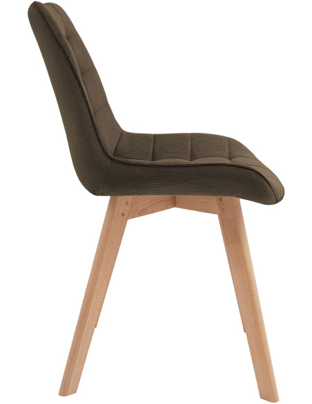 Chaise salle à manger velours côtelé marron 53x63x84 cm Izaiola  - 3