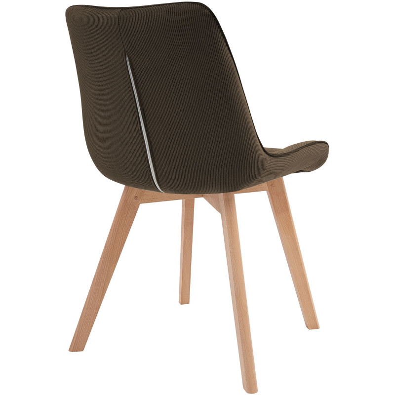Chaise salle à manger velours côtelé marron 53x63x84 cm Izaiola  - 4