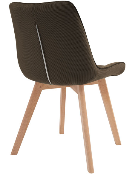 Chaise salle à manger velours côtelé marron 53x63x84 cm Izaiola  - 4