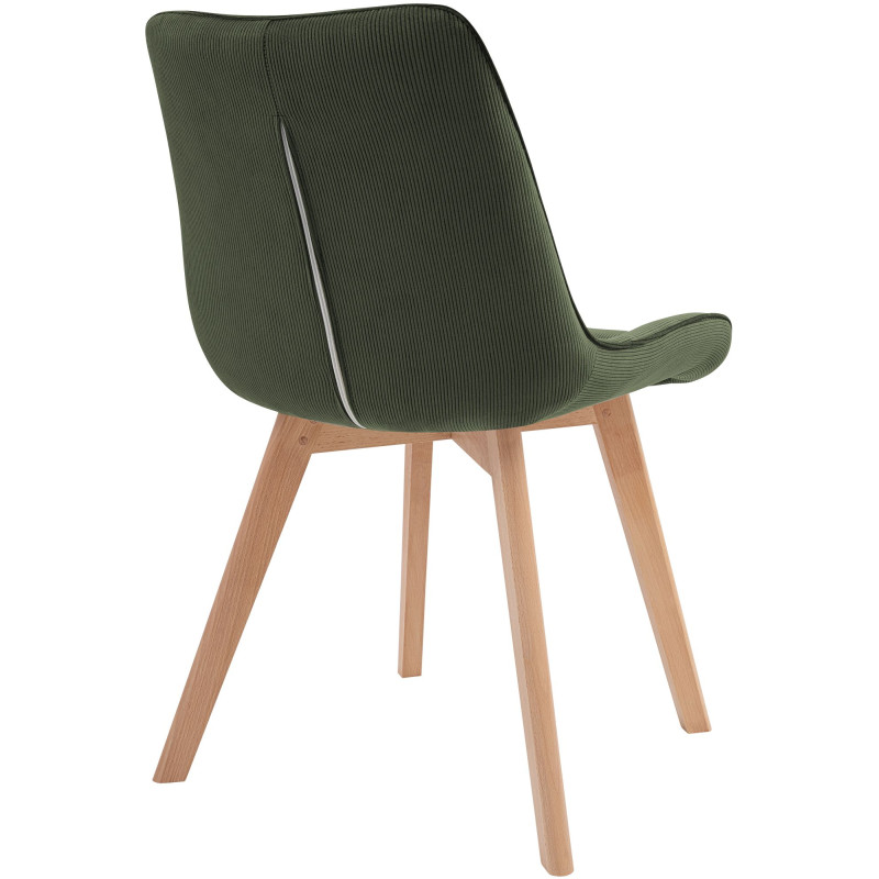 Chaise salle à manger velours côtelé vert olive 53x63x84 cm Izaiola  - 4