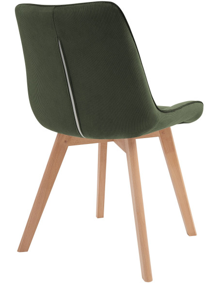 Chaise salle à manger velours côtelé vert olive 53x63x84 cm Izaiola  - 4