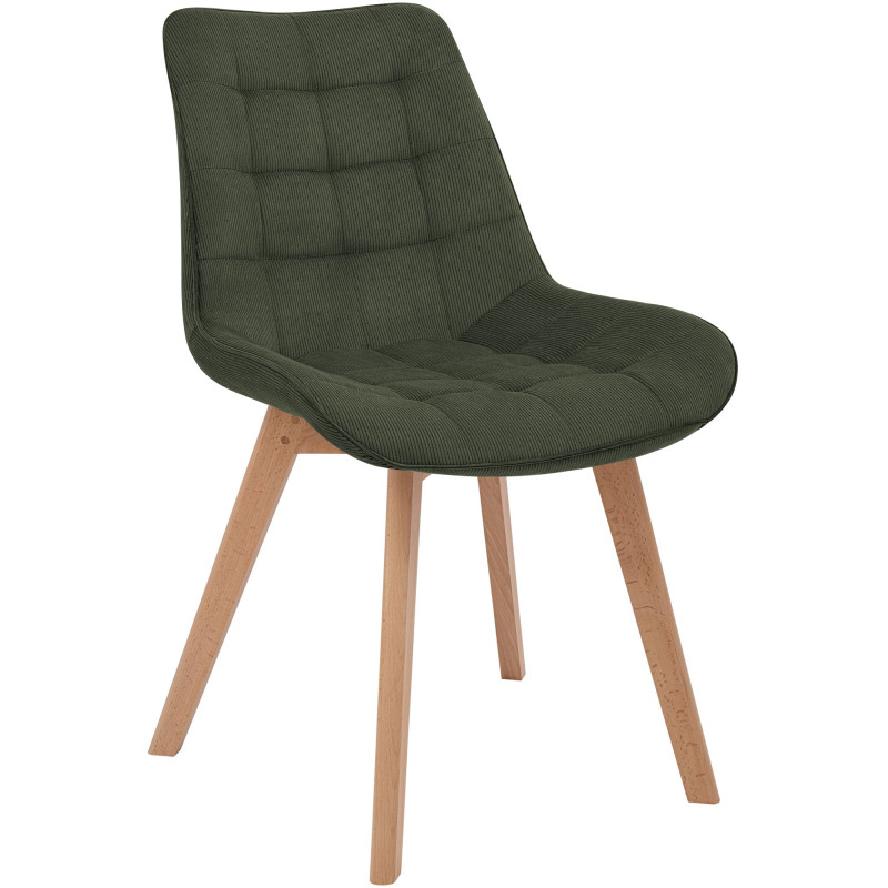 Chaise salle à manger velours côtelé vert olive 53x63x84 cm Izaiola  - 1