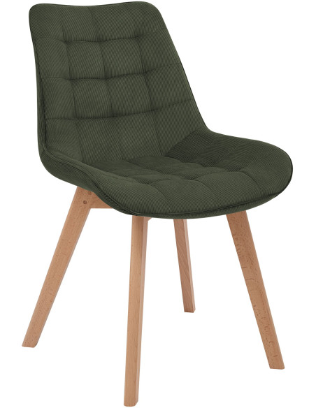 Chaise salle à manger velours côtelé vert olive 53x63x84 cm Izaiola  - 1