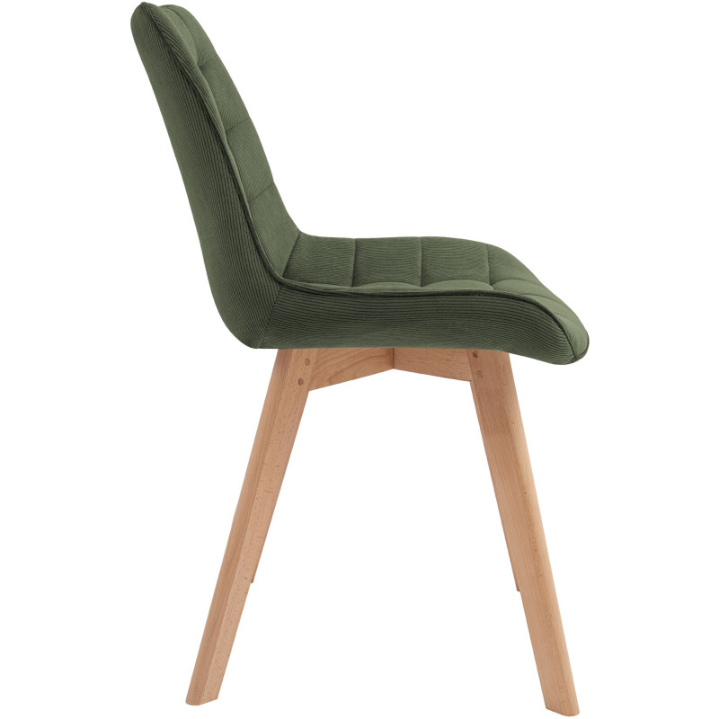 Chaise salle à manger velours côtelé vert olive 53x63x84 cm Izaiola  - 2