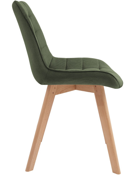 Chaise salle à manger velours côtelé vert olive 53x63x84 cm Izaiola  - 2