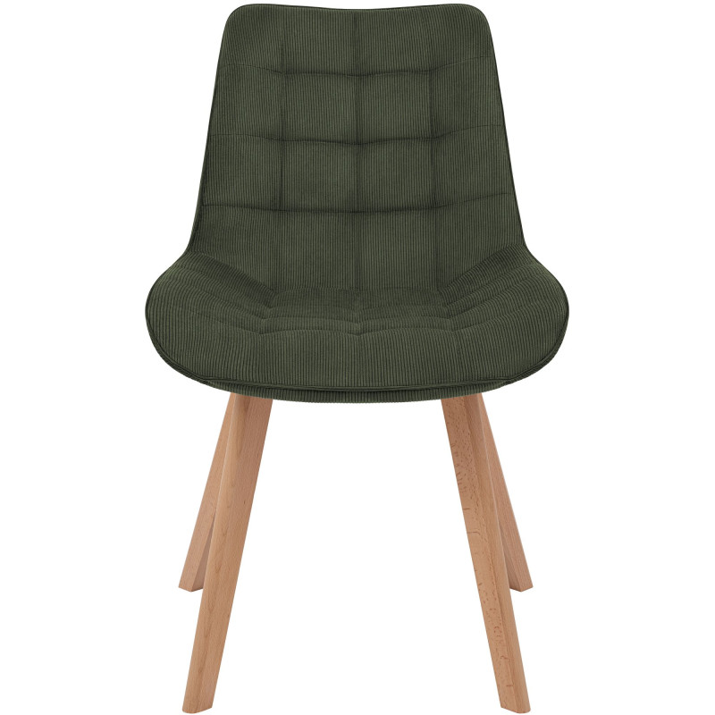 Chaise salle à manger velours côtelé vert olive 53x63x84 cm Izaiola  - 3
