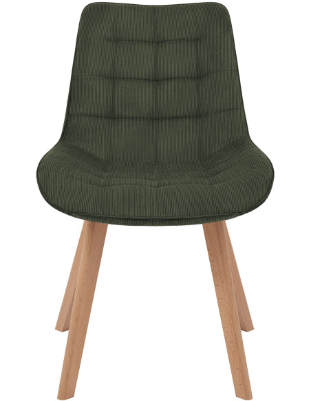 Chaise salle à manger velours côtelé vert olive 53x63x84 cm Izaiola  - 3