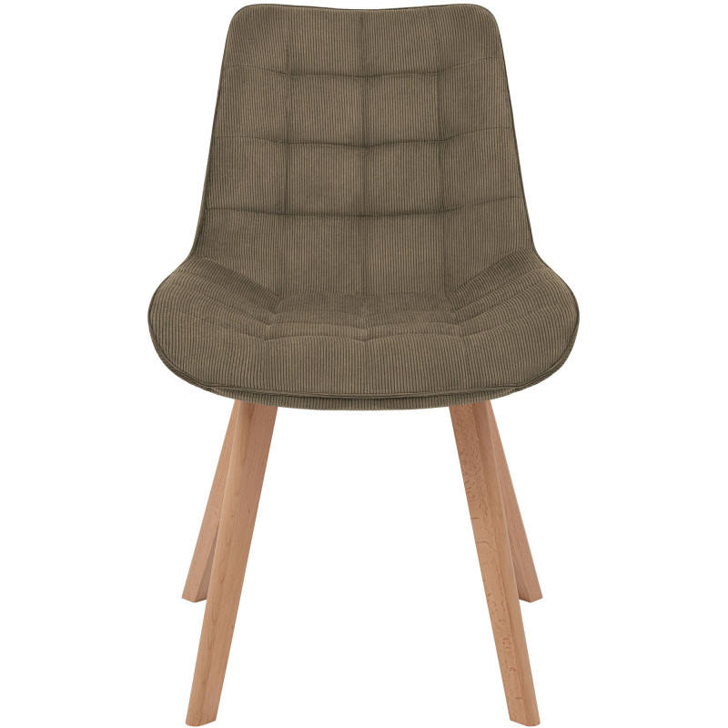 Chaise salle à manger velours côtelé taupe 53x63x84 cm Izaiola  - 3