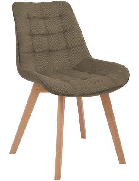 Chaise salle à manger velours côtelé taupe 53x63x84 cm Izaiola  - 1