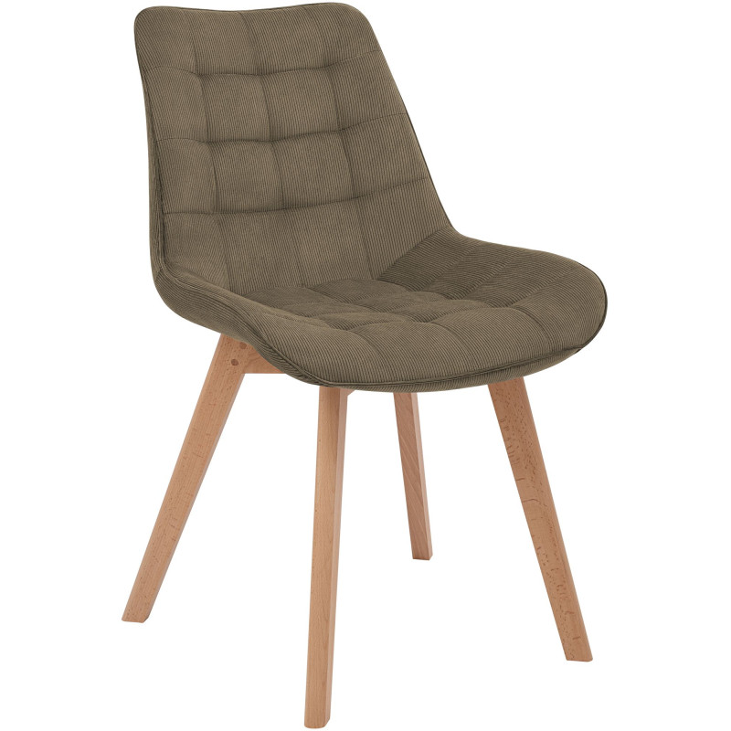 Chaise salle à manger velours côtelé taupe 53x63x84 cm Izaiola  - 1