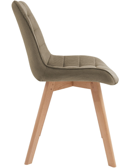 Chaise salle à manger velours côtelé taupe 53x63x84 cm Izaiola  - 2