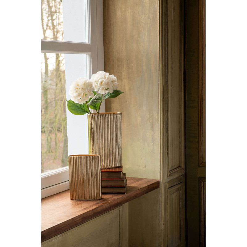 Vase cannelé doré aluminium 17x7x23 cm Veldrik J-Line - 2
