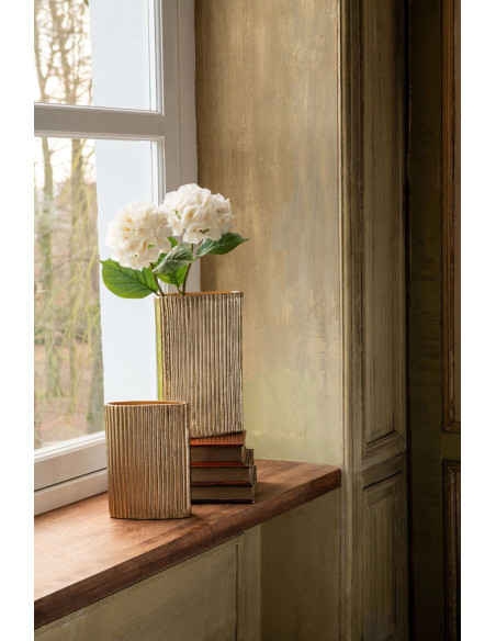Vase cannelé doré aluminium 17x7x23 cm Veldrik J-Line - 2