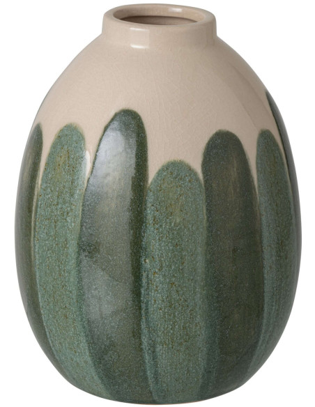 Vase en grès vert forêt et écru 15,5x15,5x20,5 cm Noerela J-Line - 1