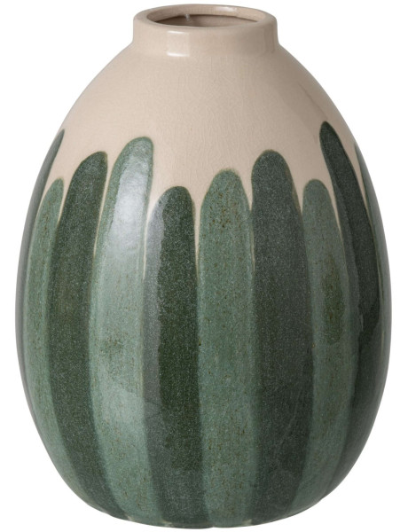 Grand vase en grès vert forêt et écru 22,5x22,5x30 cm Noerela J-Line - 1