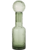 Bouteille décorative en verre vert sauge strié 13x13x45 cm Rinkora