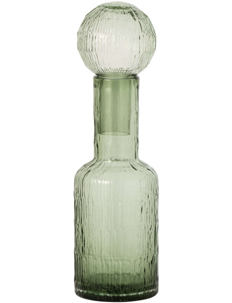 Bouteille décorative en verre vert sauge strié 13x13x45 cm Rinkora J-Line - 1