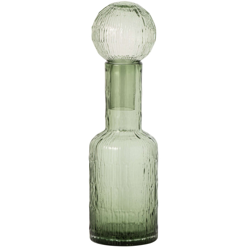 Bouteille décorative en verre vert sauge strié 13x13x45 cm Rinkora J-Line - 1