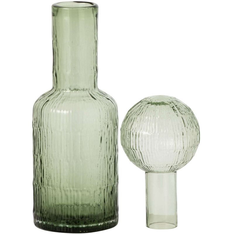 Bouteille décorative en verre vert sauge strié 13x13x45 cm Rinkora J-Line - 2