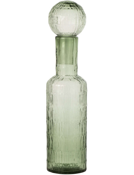 Bouteille décorative verre vert sauge strié 13x13x54,5 cm Rinkora J-Line - 1