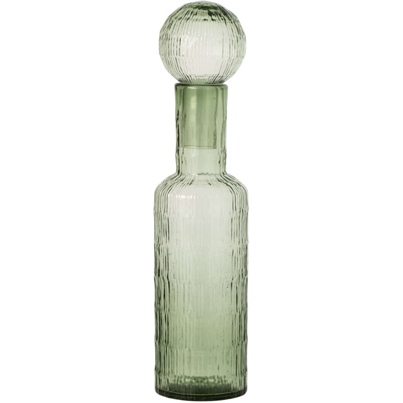 Bouteille décorative verre vert sauge strié 13x13x54,5 cm Rinkora J-Line - 1