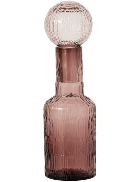 Bouteille décorative en verre bordeaux strié 13x13x45 cm Rinkora J-Line - 1